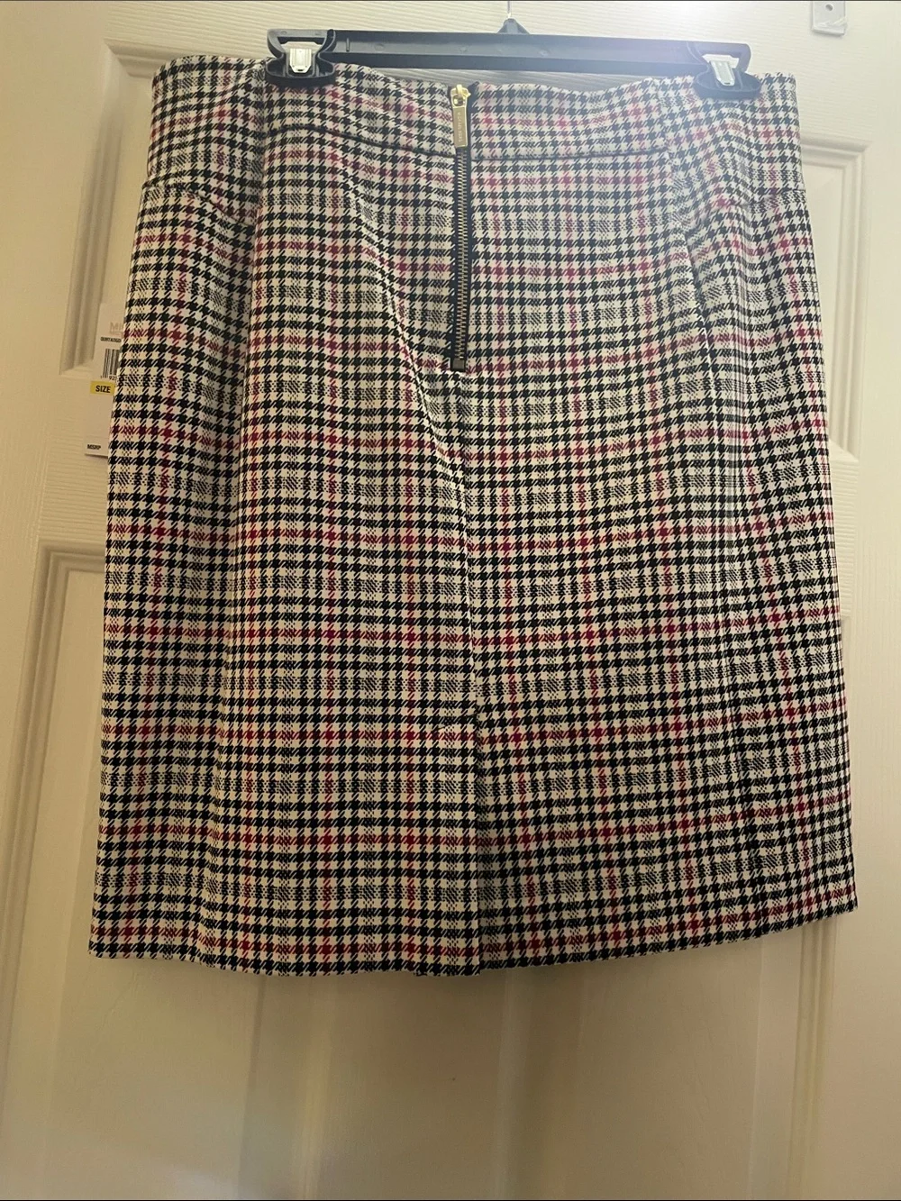 Michael Kors Black, White & Pink Plaid Pencil Skirt